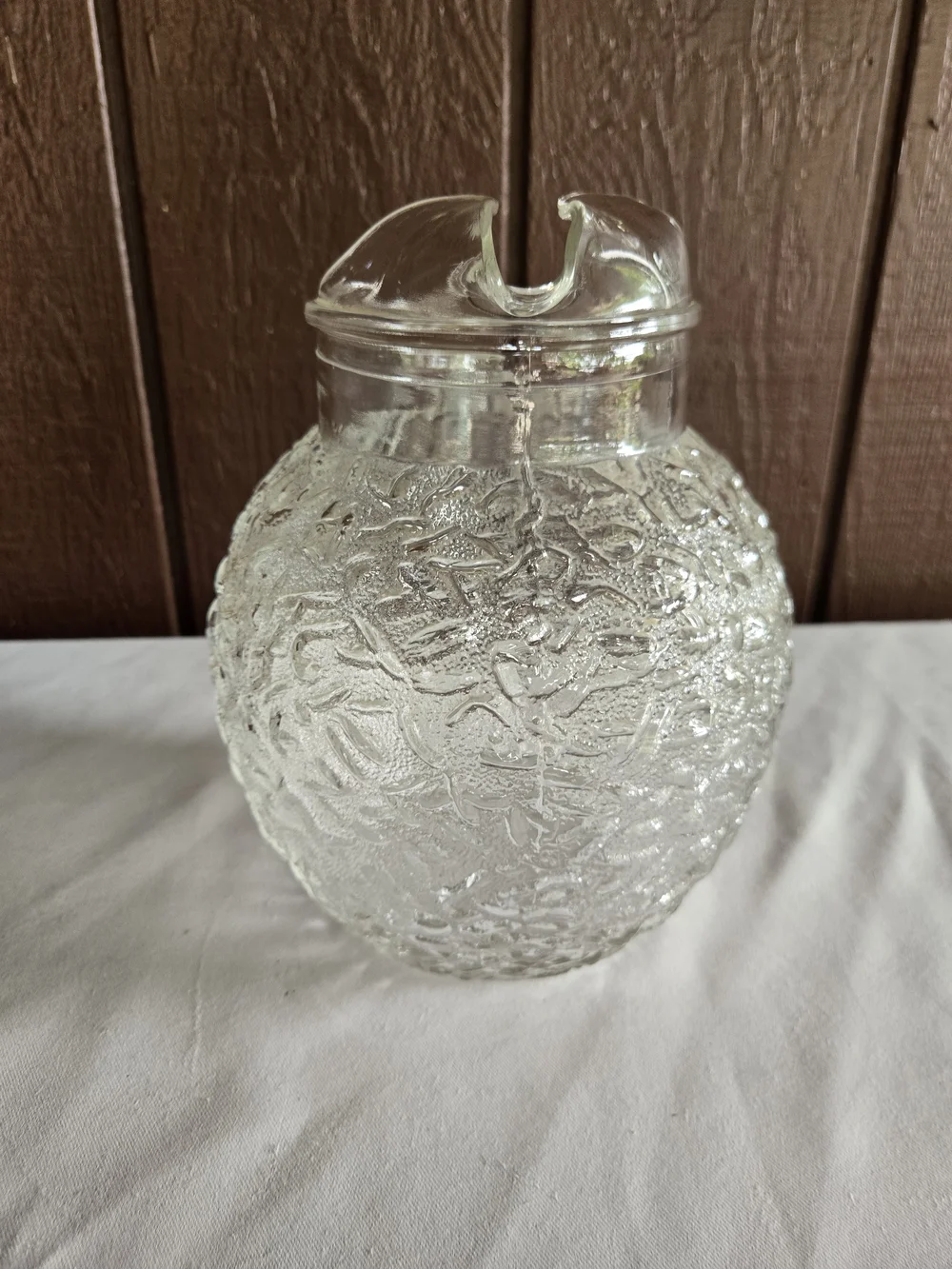 Clear Textured Glass Pitcher